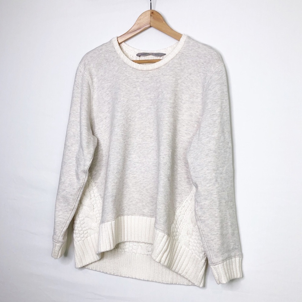 Athleta cream, mixed media cableknit, sweater sweatshirt￼ - Picture 8 of 12